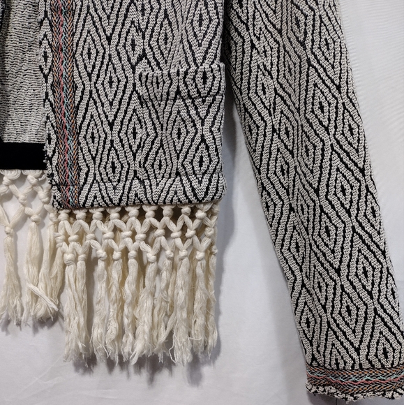 Miss Me Western Boho Fringe Jacket Womens S Tan Black Geometric Retro 90s - Picture 5 of 12